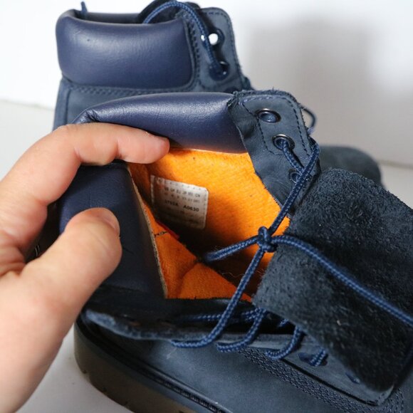 Timberland 6 Inch Lace Up Kids Boots 4.5 Blue Suede Shoe - Picture 4 of 7